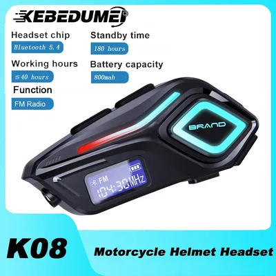 K08 Bluetooth 5,4 Motorrad Helm Headset Drahtlose Kopfhörer für Motorrad Freisprecheinrichtung Anruf Kit Wasserdicht Musik Player Lautsprecher Image