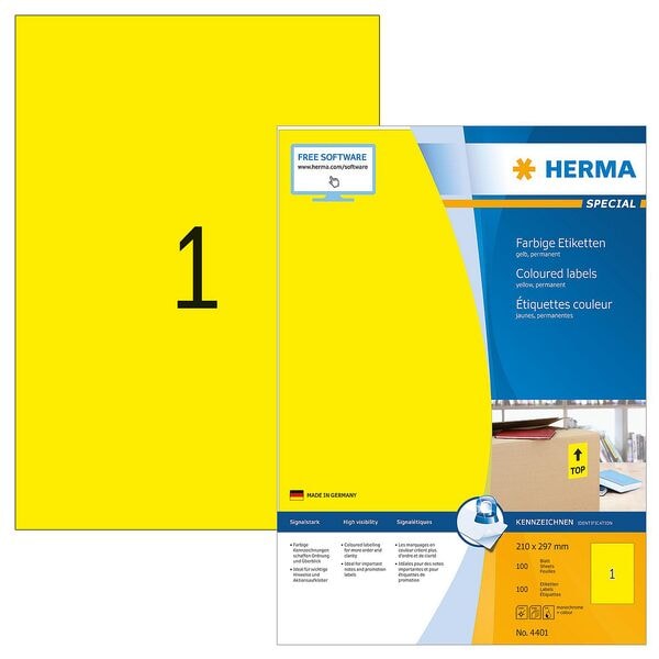 Herma Universaletiketten »SPECIAL« gelb 210,0 x 297,0 mm 100 Stück gelb, 29.7 cm