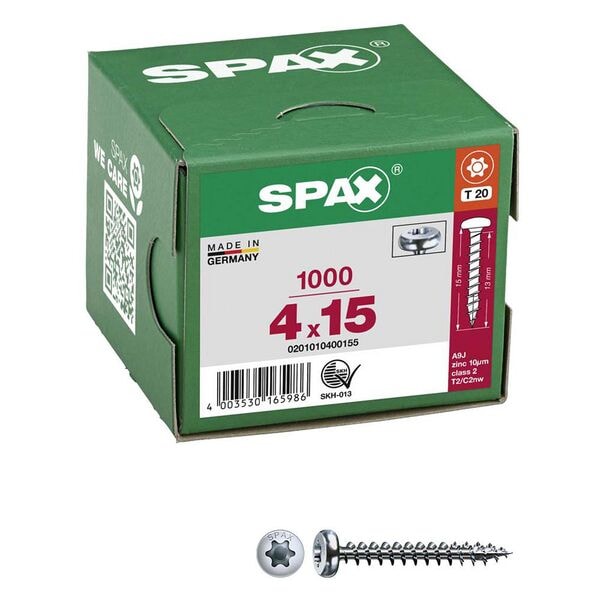 SPAX Universalschrauben T20 Halbrundkopf WIROX 4 x 15 mm 1000 Stück Image
