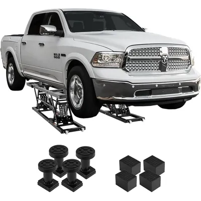7000 LBS Capacity Portable Car Lift, 26.8" Max. Height, with Extended-Length Plates, Heavy-Duty