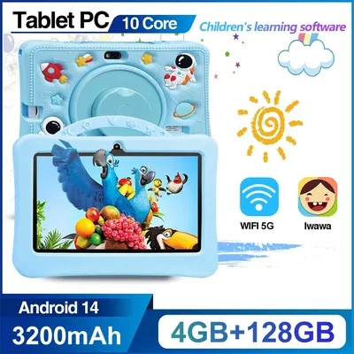 Kids Tablet Npad702 Android 14 HD Screen 4GB RAM 128GB ROM Dual Camera 3200mAh Bluetooth GPS 5G WIFI