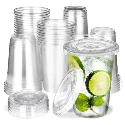 50/100PCS Disposable Clear Plastic Cup Iced Coffee Smoothie Milkshake Cold Drink for Parties