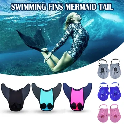 Viral Mermaid Fins Underwater Photography Monofin Diving Snorkeling Swim Hand Paddles Swimming Tail