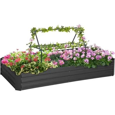 Grow Healthy Plants with Raised Garden Bed, Bottomless Design, Durable Galvanized Metal with Support