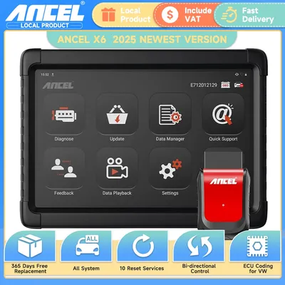 ANCEL X6 OBD2 Automotive Scanner ABS SRS Oil EPB BMS Reset All System Code Reader Bi-directional