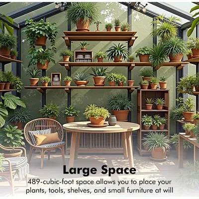 Greenhouse Kit with UV-Resistant PC Panels, Reinforced Aluminum Frame Endure Strong Wind & Heavy