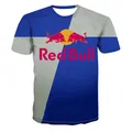 T-shirt casual da uomo stampata in 3D Red Bull Pullover estivo Moda di strada Abbigliamento fitness Manica corta per bambini Nuovo modello 2025