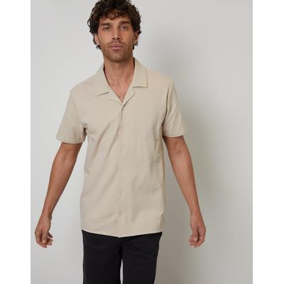 Stone Jersey Revere Collar Short Sleeve Shirt