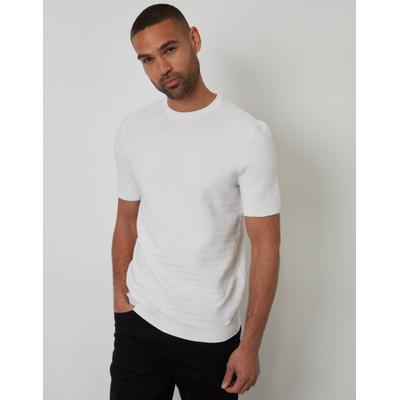 Threadbare Men's Ecru Textured Knitted T-Shirt