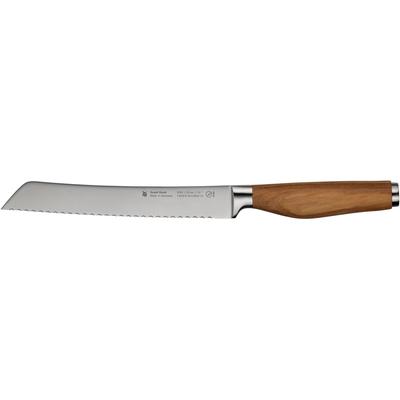 Brotmesser WMF "Grand Wood", edelstahl, braun, Gesamtlänge 32,4cm Klingenlänge 19cm, Spezialklingenstahl, Kochmesser, 19 cm, Olivenholzgriff, handgeschmiedeter Spezialklingenstahl