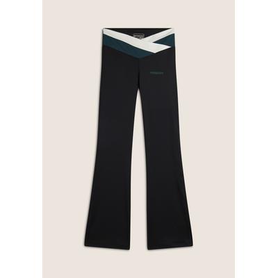 Jazzpants FREDDY "SUPERFIT Leggings Flared High Waist", Damen, Gr. M (38), N-Gr, schwarz-weiß (schwarz, weiß), Web, Obermaterial: 87% Polyester, 13% Elasthan, sportlich, figurbetont lang, Hosen, mit überkreuztem Bund Image