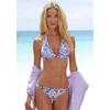 Bikini-Hose S.OLIVER "Scatter", Damen, Gr. 32, N-Gr, lila (lila, bedruckt), Recycling-Polyamid, Microfaser, floral, Badehosen, mit seitlichen Ringen