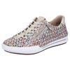 Slip-On Sneaker RIEKER, Damen, Gr. 43, bunt (beige multi), Leder, Lederimitat, sportlich, Schuhe, Schlupfschuh, Halbschuh, Freizeitschuh mit gepolstertem Schaftrand, Topseller