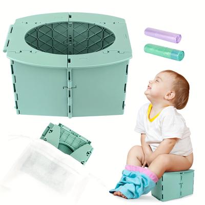 TEMU Folding Toilet + 1 Roll Of Bags, For Potty Traning, Traveling Use Image