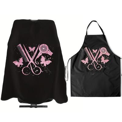 TEMU Two-piece Haircut Apron Set - Easy To Clean, Professional Salon Aprons Suitable For Stylists And Barbers, Fits All Hairstyles Image