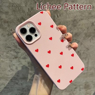 TEMU Red Heartsuitable For /16 Pro//16 Pro Max Phone Case 15/14/13/12/11, Tpu Material Popular Creative Cute Cartoon Anti-scratch Image