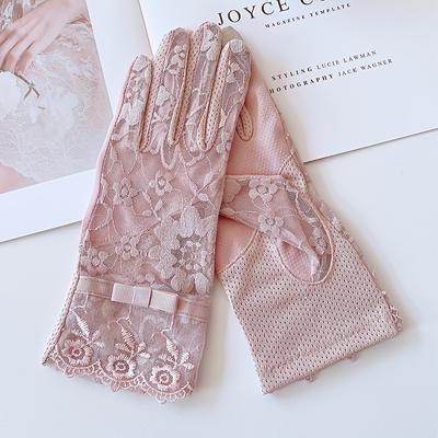 TEMU Elegant Lace Short Gloves, Anti-slip Touch Screen Breathable Anti- Women's Gloves, Bridal Wedding Accessories, Formal Party Clothin Image