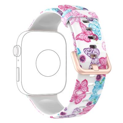 TEMU 1pc Silicone Sport Watch Band With Colorful Prints And Closure, Compatible With Huawei , Unisex Design, No Battery Required Image