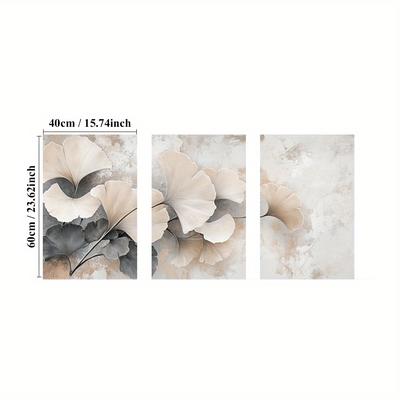 TEMU Set Of 3 Wall Art, Leaves Canvas Print Wall Painting, Nature Poster, Decorative Artwork, Abstract Room Aesthetic, Texture Wall Decor, Art Prints, Home Decor, Posters, Ideal Gift, With Frame Image