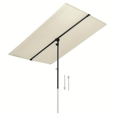 TEMU Garden Parasol With Aluminium Pole 180x110 Cm Sand White Foldable Sun Shade Umbrella, Garden Parasol For Terrace, Balcony, Beach, Swimming Pool Image