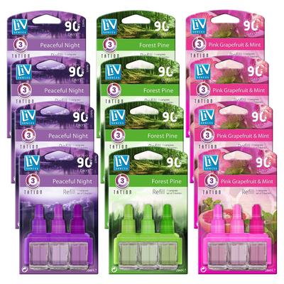 TEMU Liv Sences 3 Scents Air Freshener Plug In Refill 12 Pack - Compatible With 3volution Night, , & Mint 20ml