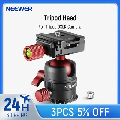 NEEWER Tripod Head, 360° Rotating Panoramic Ball Head with 1/4” Quick Shoe Plate for Tripod Monopod Slider DSLR Camera Camcorder