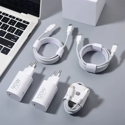 Xiaomi 120W 90W EU Charger Turbo Charging Wall Power Adapter 1/1.5/2 M 6A Type C Cable For Mi 15 14 13 Ultra Pro POCO X7 Pro