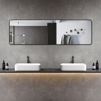 Boromal - Badspiegel Spiegel groß badezimmer Wandspiegel Schwarz 160x40 (Hängespiegel Rechteckig, Image