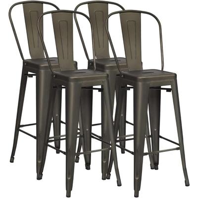 4er Set Barhocker, Barstuhl Vintage stapelbar, Sitzhöhe 76cm, Tresenhocker mit abnehmarer Image