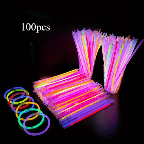 TEMU 100pcs Bâtonnets Pack de Fête - Bracelets Et Colorés En Neon, 500 Bâtonnets Fluorescents Pour Les Fêtes, Les Événements Et Les Décorations, Décorations de Fête En Neon