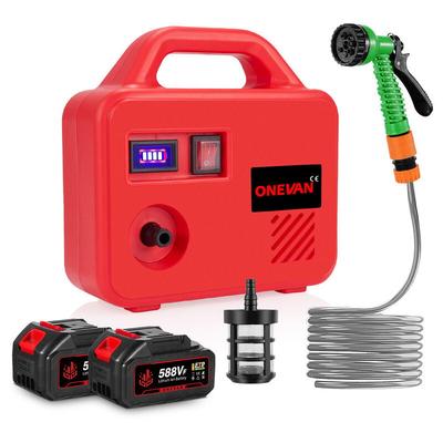 Onevan - 260W Wasserpumpe Hochdruckmembran 18-25 l/min 150 m mit 2 Batterie Image