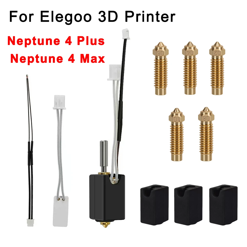 Für Elegoo Npetune 4 Plus Hotend Kit Neptune 4 Max Druckkopf Hot End Thermistor Heizrohr 0,2/0,4/0,6/0,8/1,0 mm Messingdüse Image