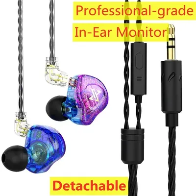 Qkz ak6 max abnehmbare kabel gebundene Kopfhörer dynamische Ohrhörer mit Mikrofon Kupfer Treiber Hifi Subwoofer Kopfhörer Sport Musik Spiel Headset Image