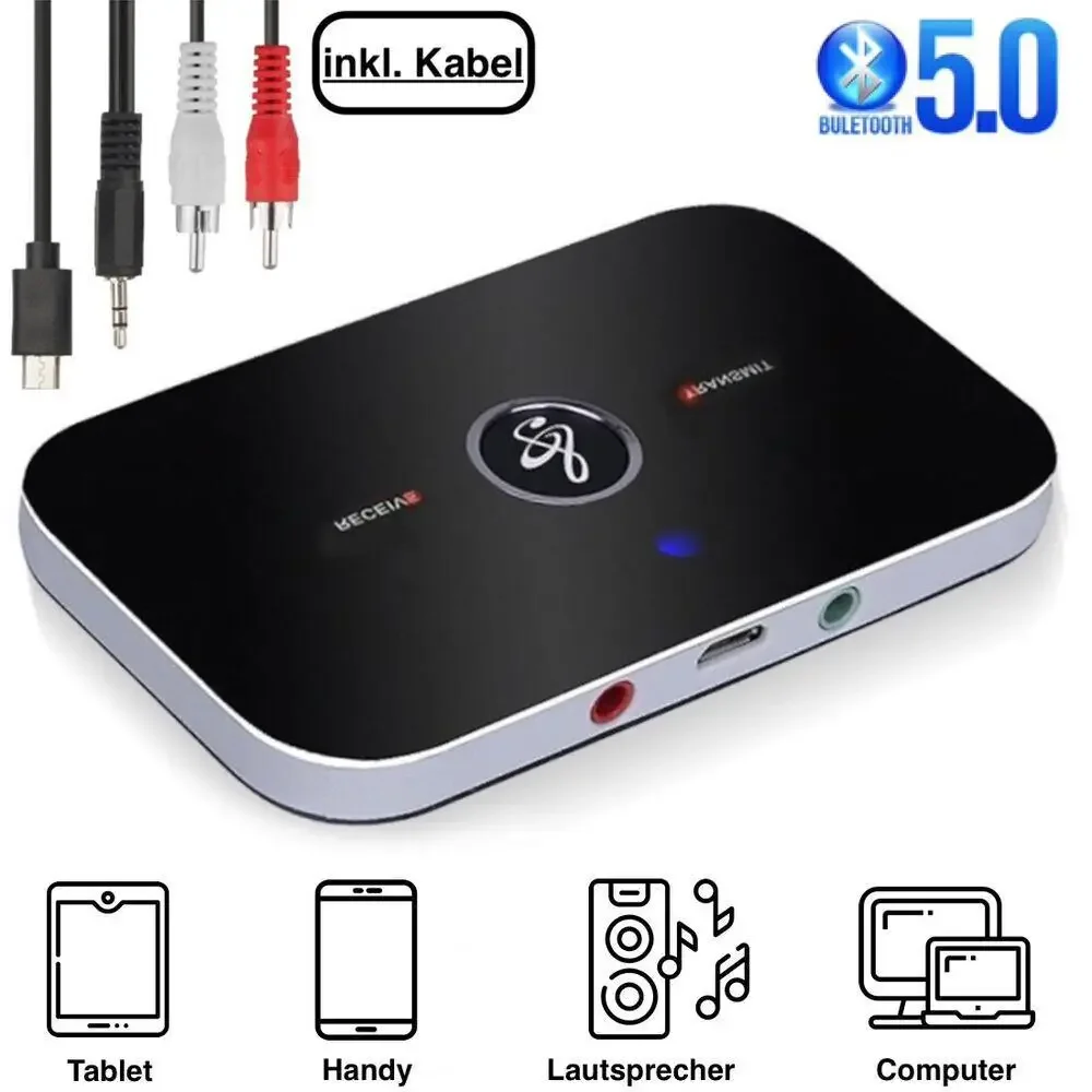 B6 Bluetooth 5,0 Audio Sender Empfänger AUX Jack USB Dongle Stereo Musik Wireless Adapter Für Car Kit PC TV Kopfhörer Image