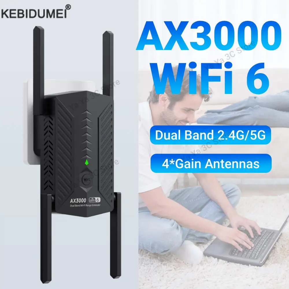 3000 Mbit/s Wireless WiFi Repeater Wi-fi 6 Signal Booster 5G 2,4G WiFi Extender Router Long Range Verstärker für Home Office Image