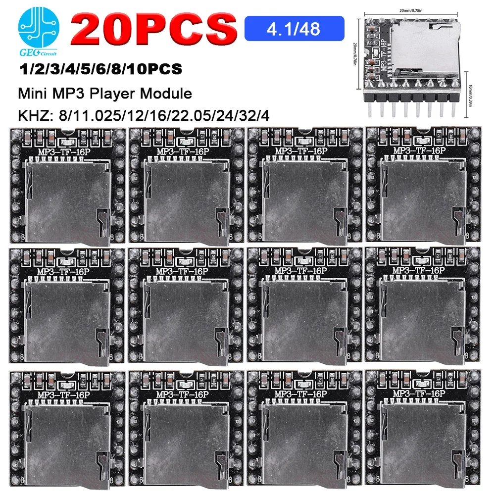 20-1 stücke dfplayer mini mp3 player modul tf karte u-disk mp3 audio sprach modul entwicklungs karte kompatibel mit r3 Image