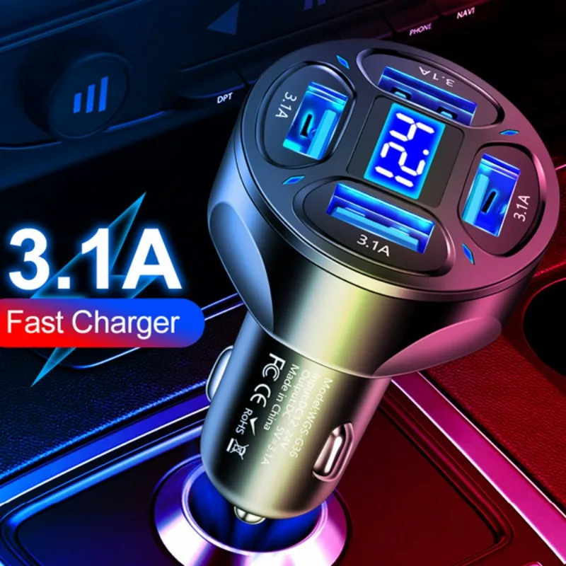 USB-Autoladegerät, schnelles Aufladen, Quick Charge 3.0, Auto-Handy-Ladegerät, Adapter für iPhone 16 Pro 15, Samsung Typ C PD-Ladegeräte Image