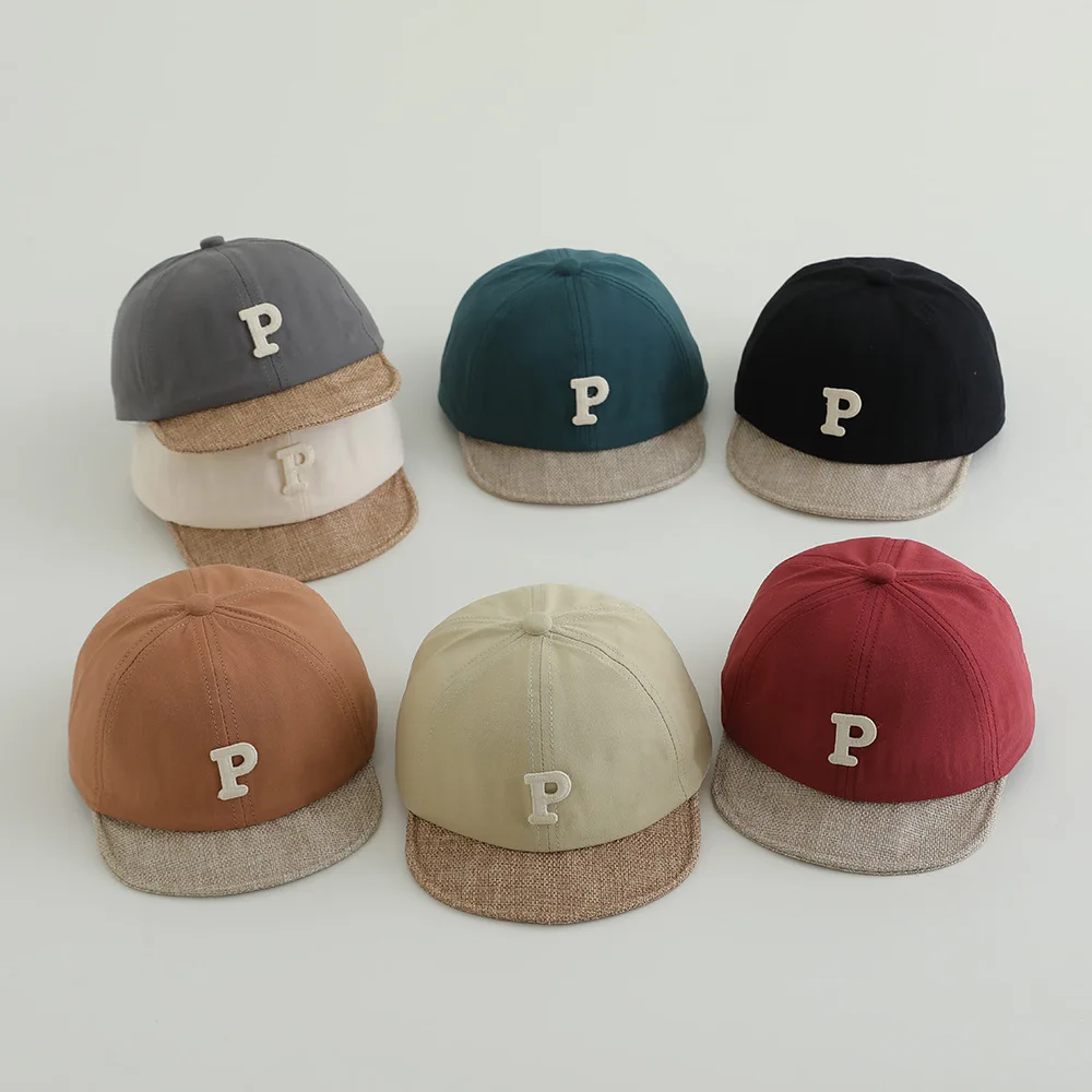 Brief Stickerei Baby Baseball Kappe Kurze Krempe Jungen Mädchen Sonnenhut Sommer Casual Kinder Kleinkind Ente Zunge Kappen Image