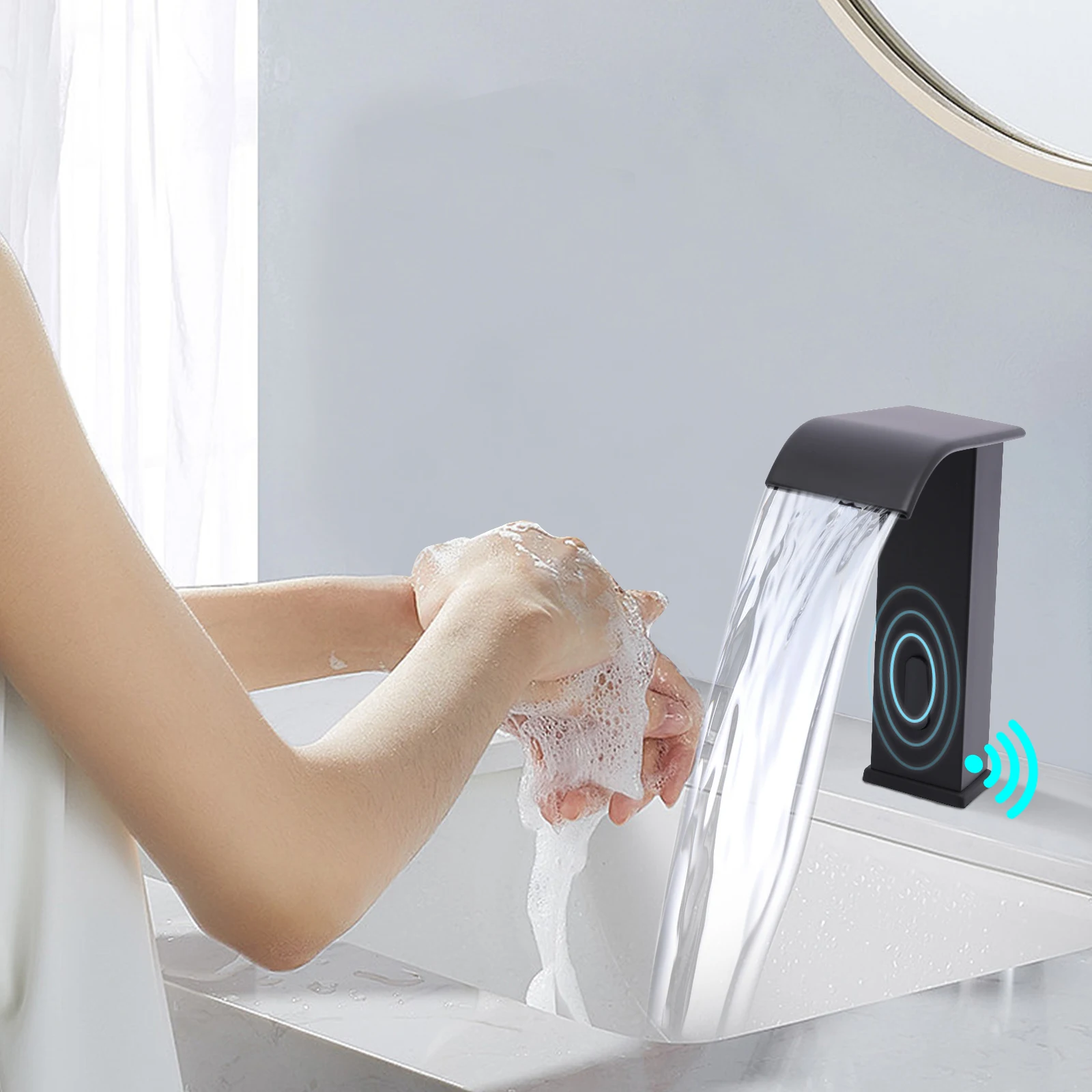 OXG Waschbecken Wasserhahn Automatischer Sensor Wasserfall Waschbecken Wasserhahn Waschbecken Wasserhahn Waschbecken Wasserhahn Badezimmer Waschbecken Mixer