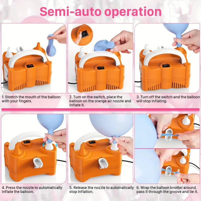 US- und europäische Vorschriften Elektrische Ballonpumpe, tragbarer Ballonpumpenfüller, verwendet für Ballonparty-Geburtstagsdekoration Image