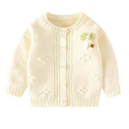 XFYSSS Fashion Girls Solid Color Playful and Cute Printed Knitted Thick Children s Cardigan Button Sweater Jacket Children Sweater Jackets