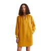 Midikleid MARC O'POLO "aus leichter Qualität", Damen, Gr. 36, Normalgrößen, gelb (golden gelb), Obermaterial: 100% Leinen; Futter: 100% Nicht verfügbar, unifarben, loose fit kurz, Langarm Manschette, Kleider