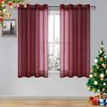 Burgundy Sheer Curtains Faux Linen Grommet Window Curtain Voile Sheer Drapes for Living Room Bedroom Thanksgiving Day & Christmas Decor Set of 2 Panels 52 x 45 Inch Long Burgundy Red