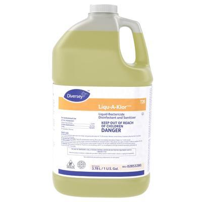 Diversey Liqu-A-Klor Bactericide Disinfectant Sanitizer, 1 Gallon, Yellow, Case Of 4 Bottles