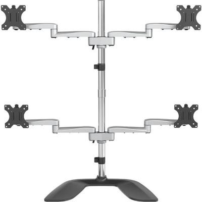 Startech.com Quad Monitor Stand - Desktop Vesa 4 Monitor Arm Up To 32" Screens - Ergonomic Articulating Pole Mount - Adjustable - Silver