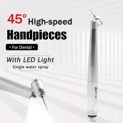 Dental High Speed Kit Surgical Air Turbine Handpiece 45°With Illumination Push button Design Angle