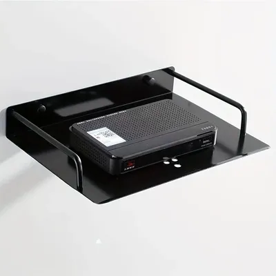 Black/Silver TV Box Router Set-top Boxes Player Single-layer Aluminum Wall Mount Storage Shelf