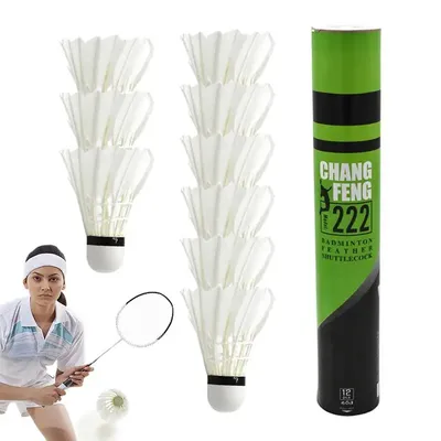 12Pc Badminton Shuttlecock Feather Badminton Ball Feather Training Shuttle Balls Set Professional