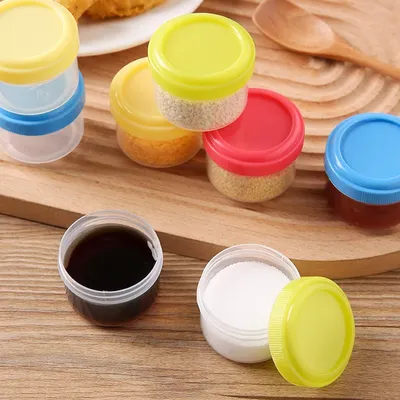4Pcs Transparent Mini Plastic Sauce Bottle 35ML Reusable Seasoning Box Seasoning Jar For Student