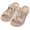 Pantolette ARA "TAMPA", Damen, Gr. 36, silber (sand, silberfarben), Veloursleder, metallic, sportlich, Schuhe, Keilabsatz, Sommerschuh, Schlappen mit Schmuckelement, G-Weite